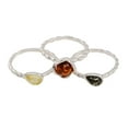 thumbnail image 1 of Set of Sterling Silver and Baltic Multicolored Amber Rings, Stackable Rings, 1 of 6