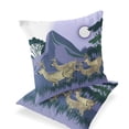 thumbnail image 1 of Set of Two 16" X 16" Blue and Brown Reindeer Indoor Outdoor Throw Pillow, 1 of 6