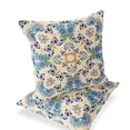 thumbnail image 1 of Set of Two 16" X 16" Blue and Off White Blown Seam Eclectic Indoor Outdoor Throw Pillow, 1 of 5