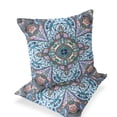 thumbnail image 1 of Set of Two 16" X 16" Blue and Pink Blown Seam Floral Indoor Outdoor Throw Pillow, 1 of 5