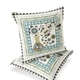 thumbnail image 1 of Set of Two 16" X 16" Blue and Yellow Peacock Blown Seam Floral Indoor Outdoor Throw Pillow, 1 of 6