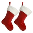 thumbnail image 1 of Set of Two 18" Red Velvet Christmas Stocking W/White Plush Cuff & Hanging Tag, 1 of 9