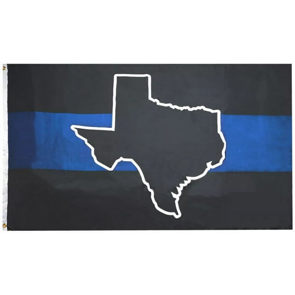 Set of Two (2) 3X5 Texas Border Patrol State Police Map Thin Blue Line Police Black 100D Flags