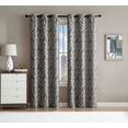 thumbnail image 1 of Set of Two (2) Window Curtain Panels: Scroll Design, 76"W x 84"L (Gray and Ivory), 1 of 2