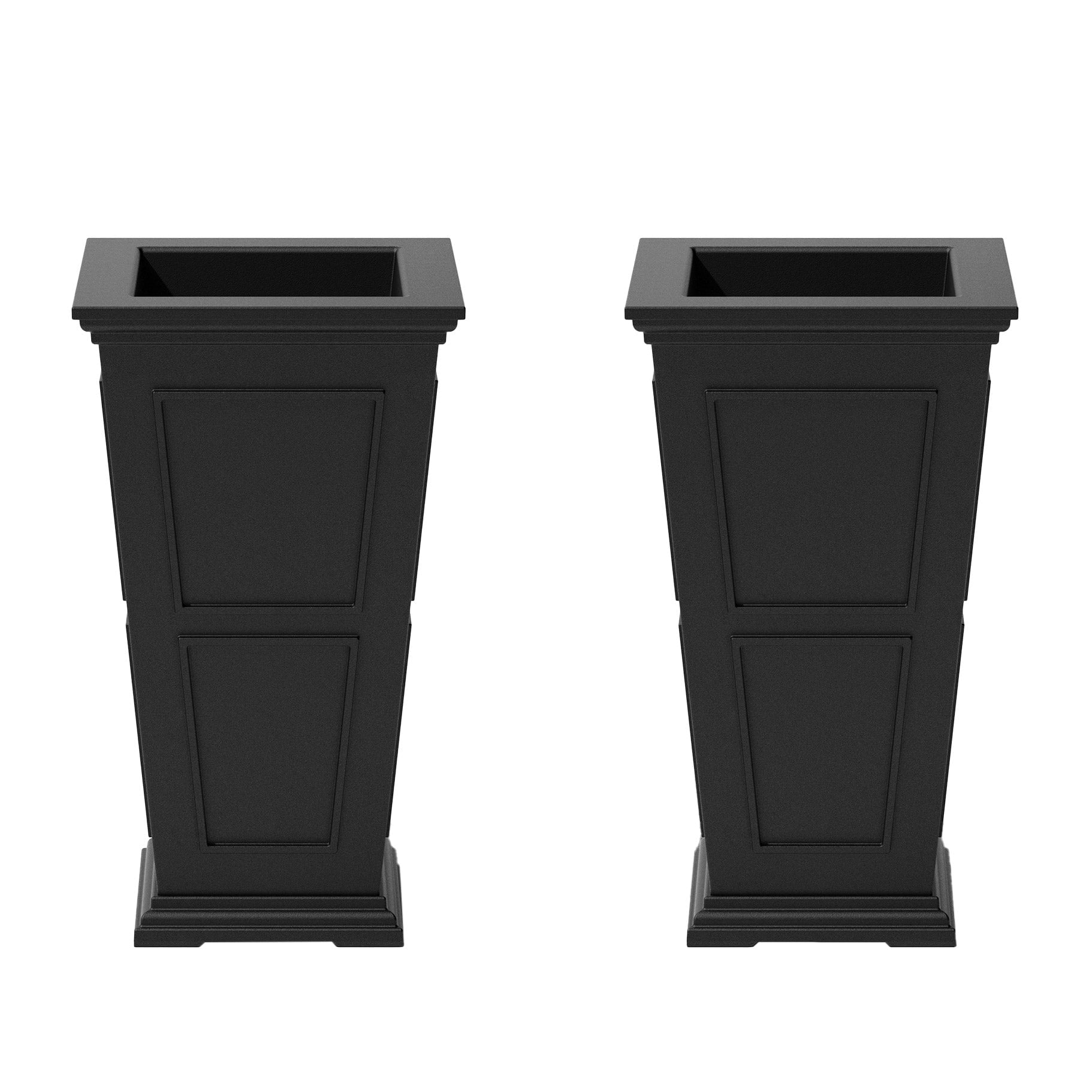 Brixton Tall Black Recycled Plastic Planter Set