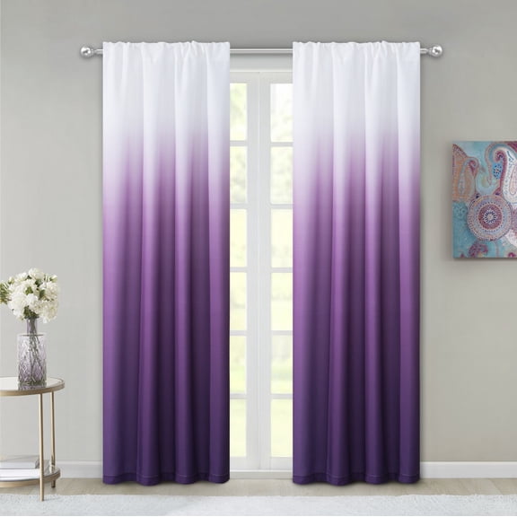 Set of Two 84" Purple Ombre Window Curtain Panels