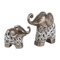 thumbnail image 1 of Set of Two 9" Silver Polyresin Elephant Statue, 1 of 5
