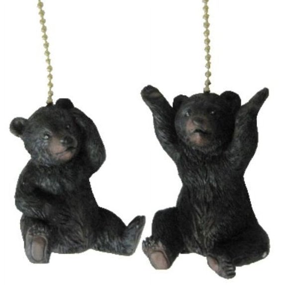 Set of Two Bear Ceiling Fan Pulls on Chain