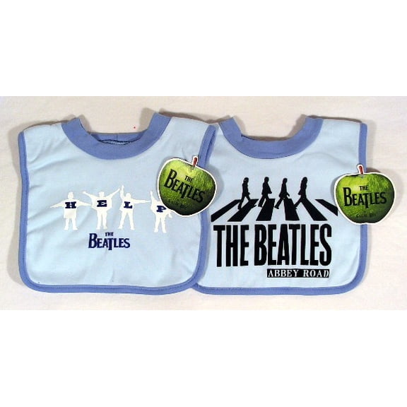 Set of Two Beatles Blue Bibs - Includes both Abbey Road and Help
