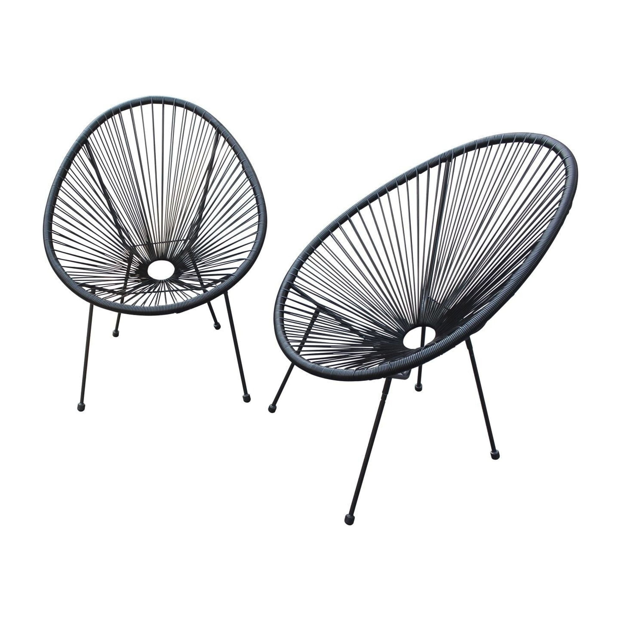 Set of Two Black Mod Indoor Outdoor String Chairs - 6' x 7' - Walmart.com