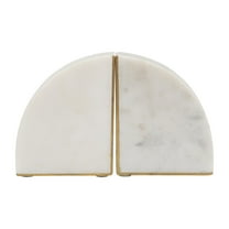 Set of Two Bookends 8" Set of White Marble Decorative Pie Bookends For Home or Office Gifts for Book - 4" x 2" x 5"