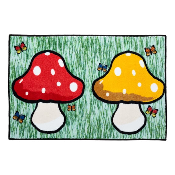 Set of Two Buddy Time Kids Rugs for Childrens Bedroom, Classroom and Playroom (Mushroom & Tent)