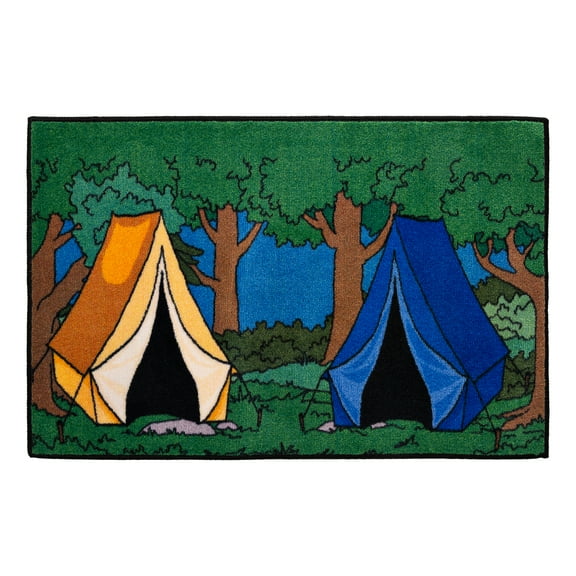Set of Two Buddy Time Kids Rugs for Childrens Bedroom, Classroom and Playroom (Tent & Raft)
