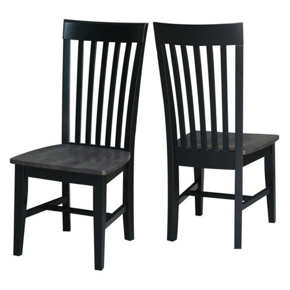 Set of Two Cosmo Tall Solid Wood Mission Chairs in Coal Black/Washed Black