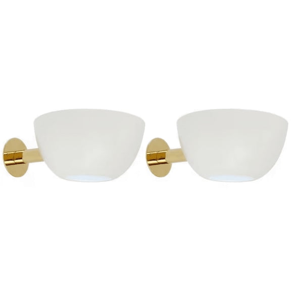 Set of Two Crown Matt White Brass Sconces -Italian Brass Sconces - Italian Light - 1950s Mid Century Sconce- Wall Light Sconce - Wall Sconce
