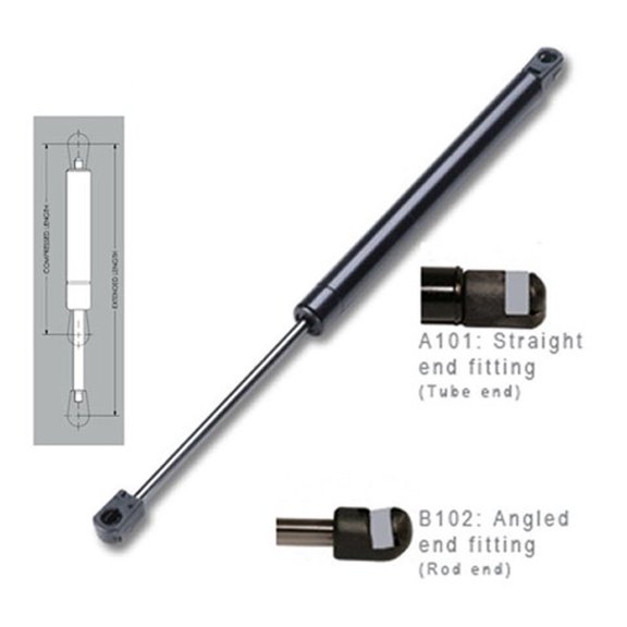 Set of Two Gas Spring/Prop/Strut/Shock Struts with 16" extended length x 10" compressed length and 45 LB Pressure (90 LB Pressure per Set)