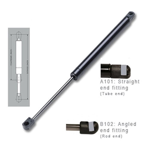 Set of Two Gas Spring/Prop/Strut/Shock Struts with 17" extended length x 11" compressed length and 40 LB Pressure (80 LB Pressure per Set)