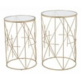 thumbnail image 1 of Set of Two Geometric Gold and Glass Side Tables, 1 of 10