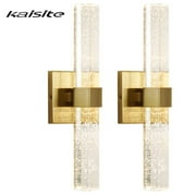 KAISITE 15.7 Set of 2 Gold Wall Sconces LED Crystal Wall Light Fixtures for Living Room Bathroom Living Roon Bedroom Hallway