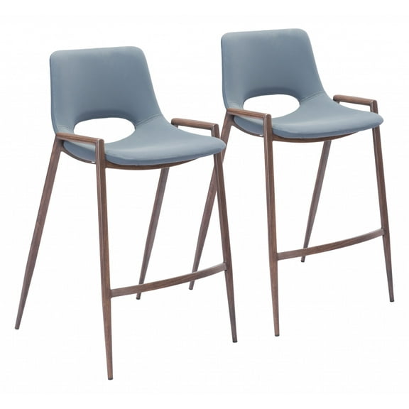Set of Two Gray Retro Modern Funk Counter Chairs