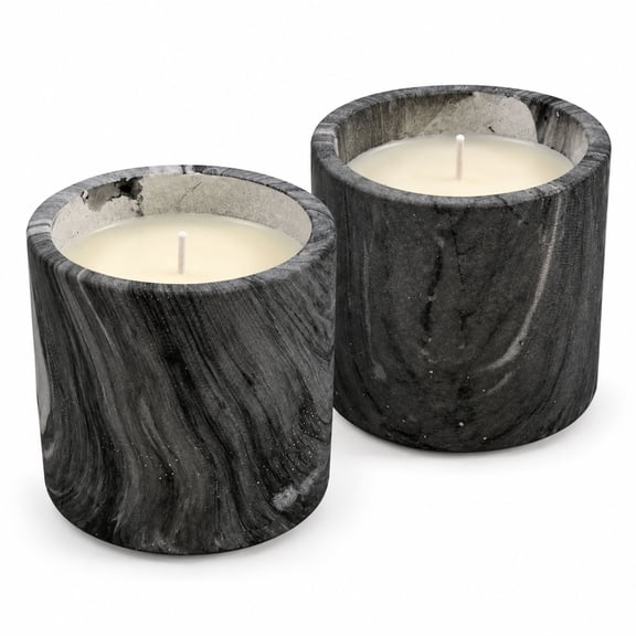 Aria Home Marble Scented Candle Jars, 2-Pack – Home Decor, Indoor Outdoor Gift, Gray, 7oz