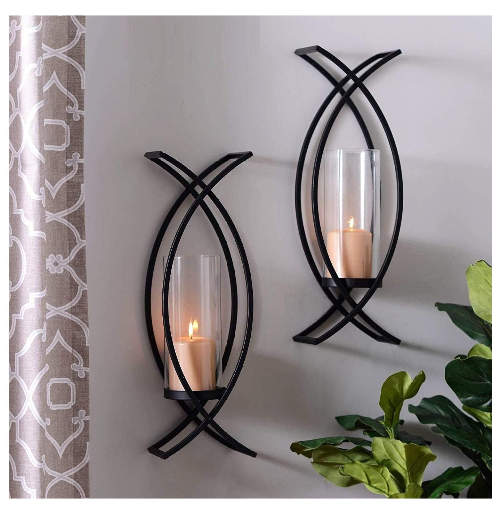 Set of Two Metal Wall Sconces Home Decor Metal Wall Candle Holder