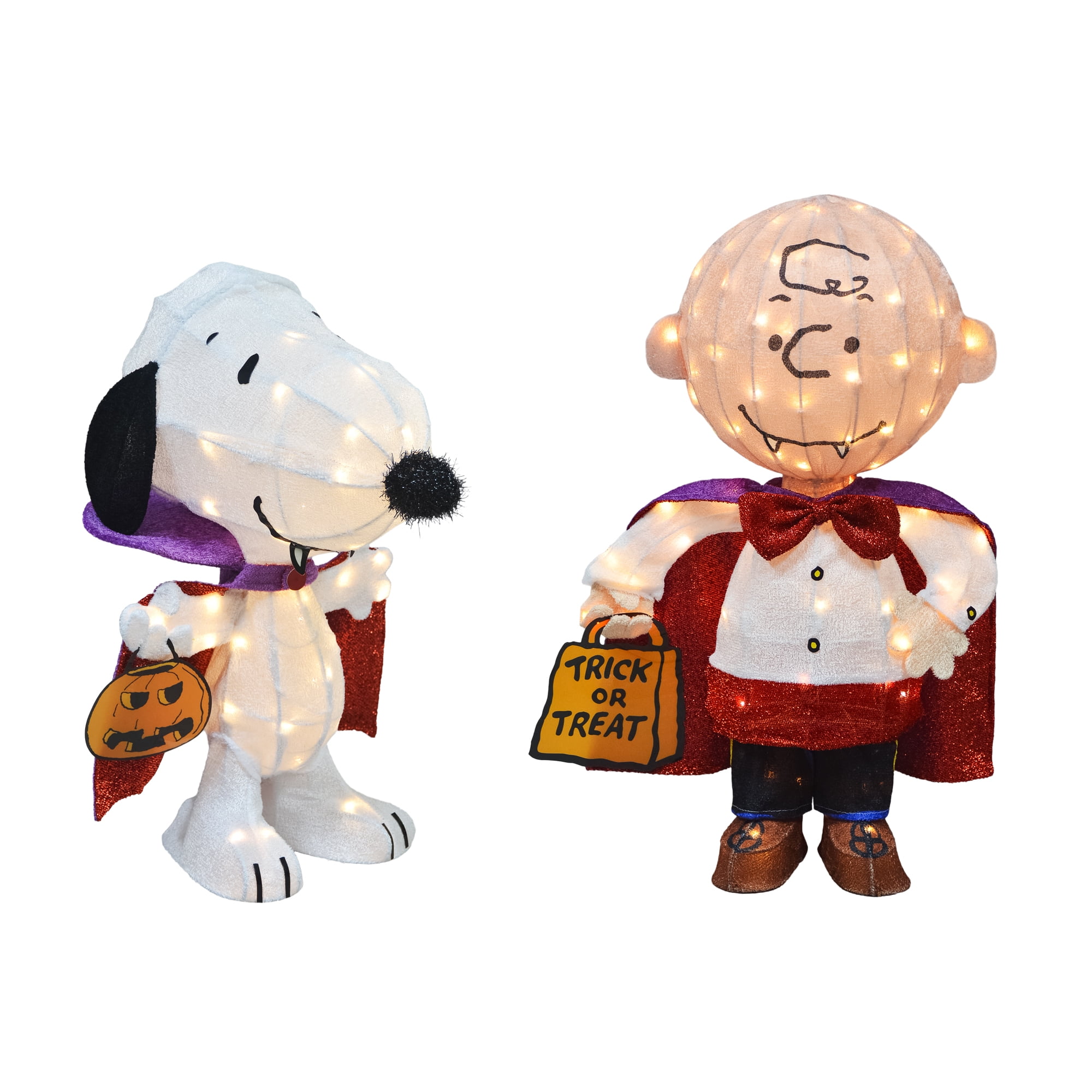 Set of Two Peanuts 3D Pre-Lit LED Halloween Yard Art Vampires