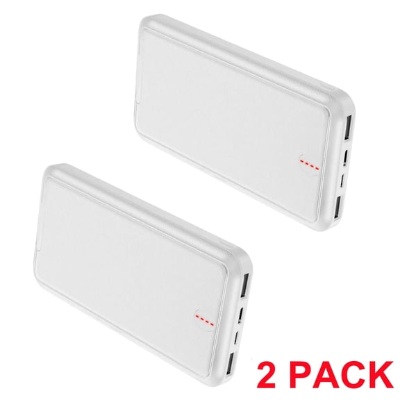 Set of Two Portable Chargers with a Capacity of 10000Mah, Featuring a Slim Design, Dual USB Ports, And a Compact Form