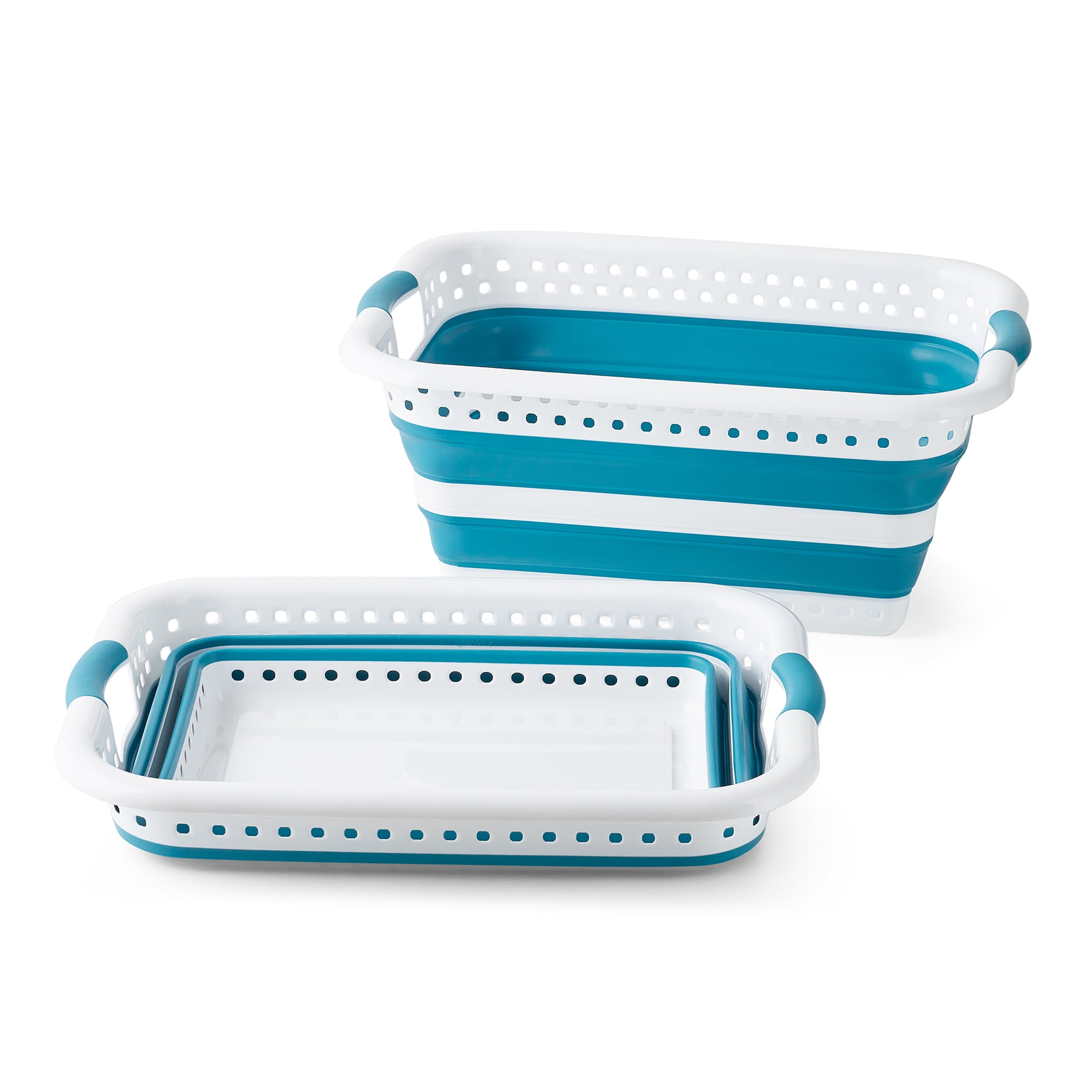 Around The Home Collapsible Laundry Baskets, Teal