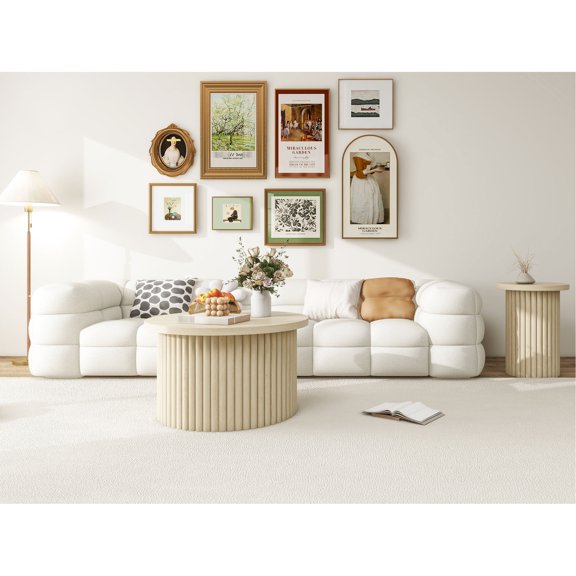 Set of Two Round Coffee Tables, High-low Collocation / Blends with Living Room Style