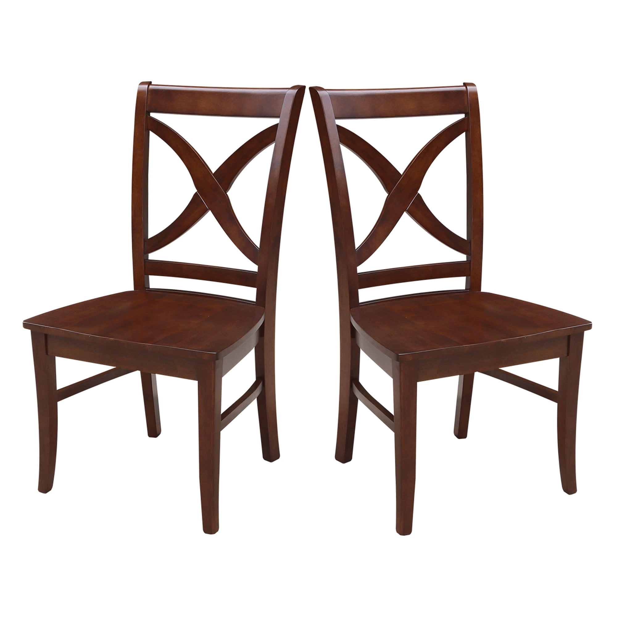 Set of 2 Vineyard Espresso Solid Wood Cross-Back Dining Chairs