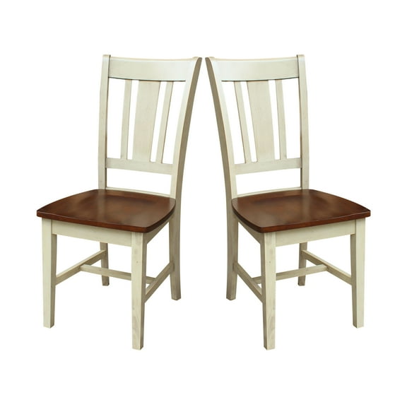 Set of Two San Remo Solid Wood Splatback Chairs in Almond/Espresso