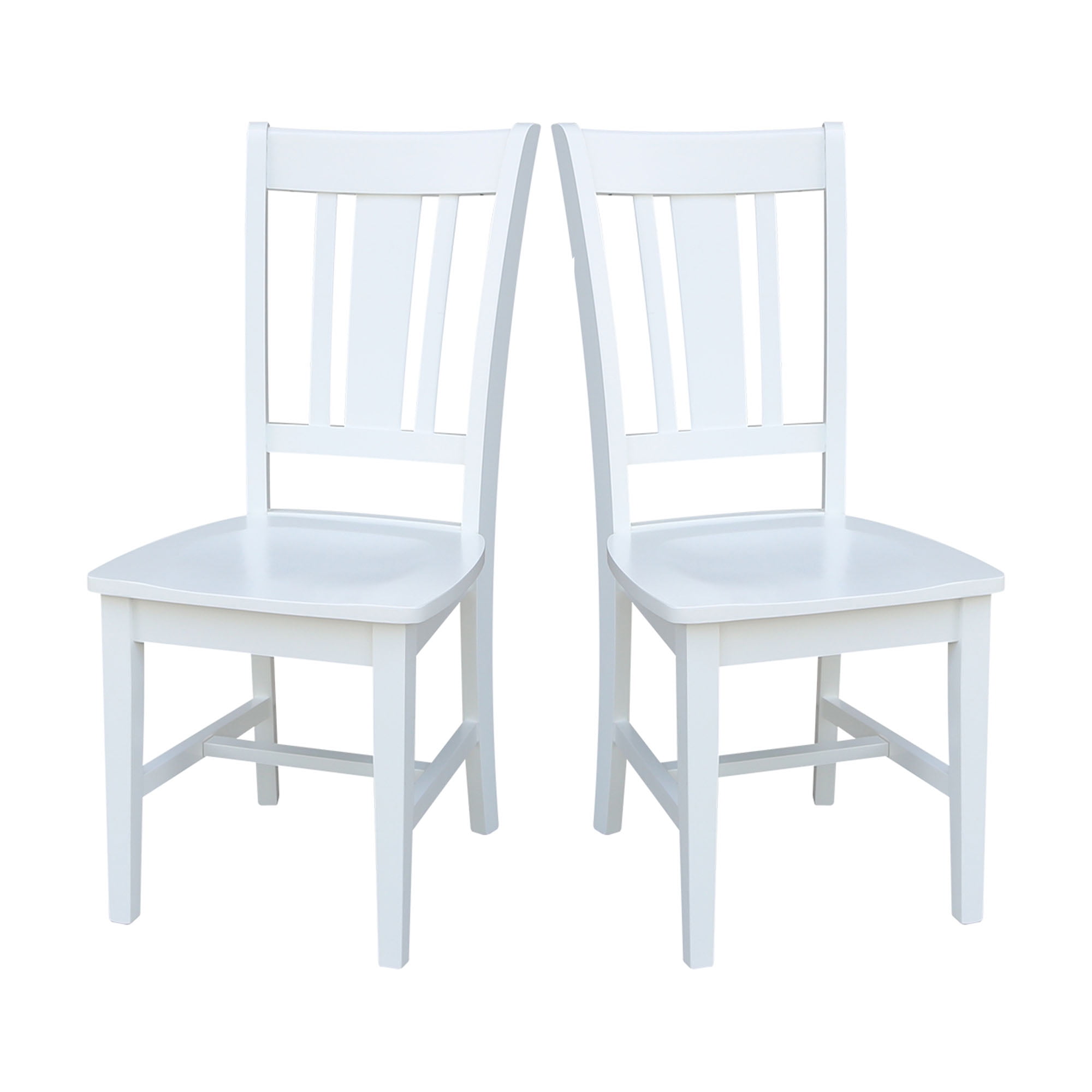 White High Back Solid Wood Slat Dining Chair Set