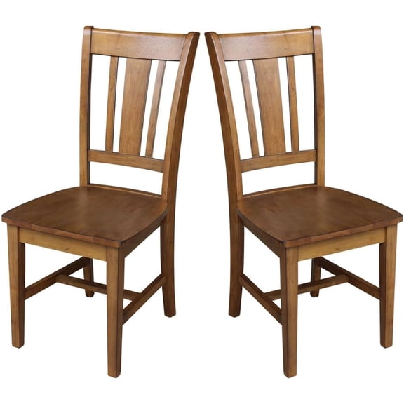 Set of Two San Remo SplatBack Dining Chairs, Pecan