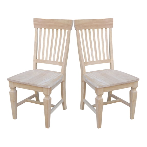 Set of Two Solid Parawood Slat Back Chairs Ready to Finish