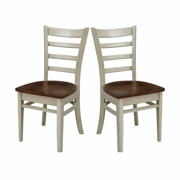 Set of Two Solid Wood Emily Side Chairs in Almond/Espresso