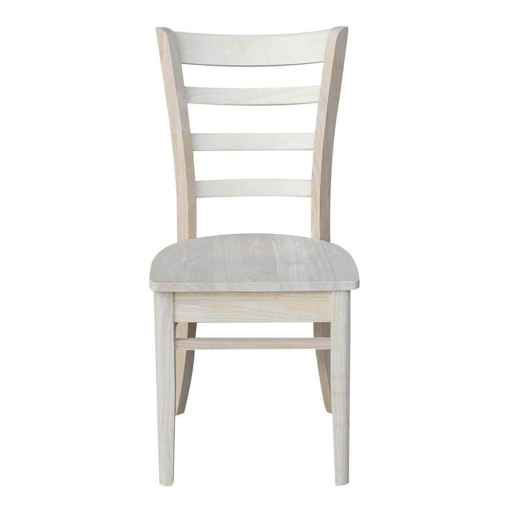 Set of 2 White High Ladderback Wood Side Chairs