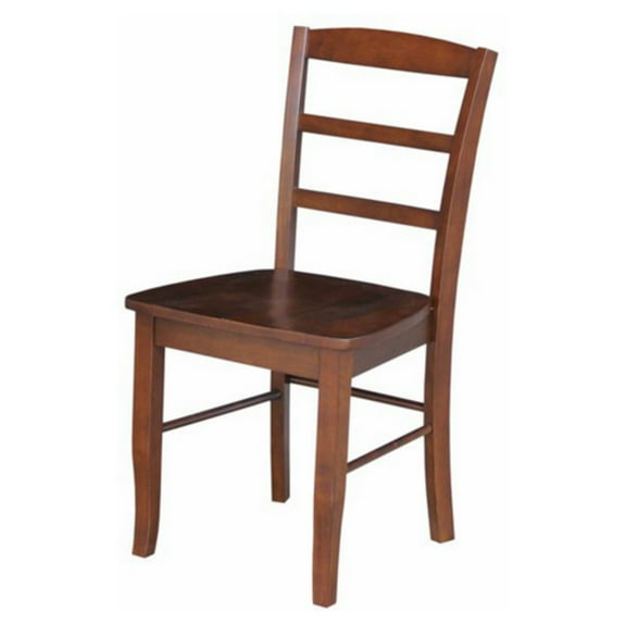 Set of Two Solid Wood Madrid Ladderback Chairs in Espresso
