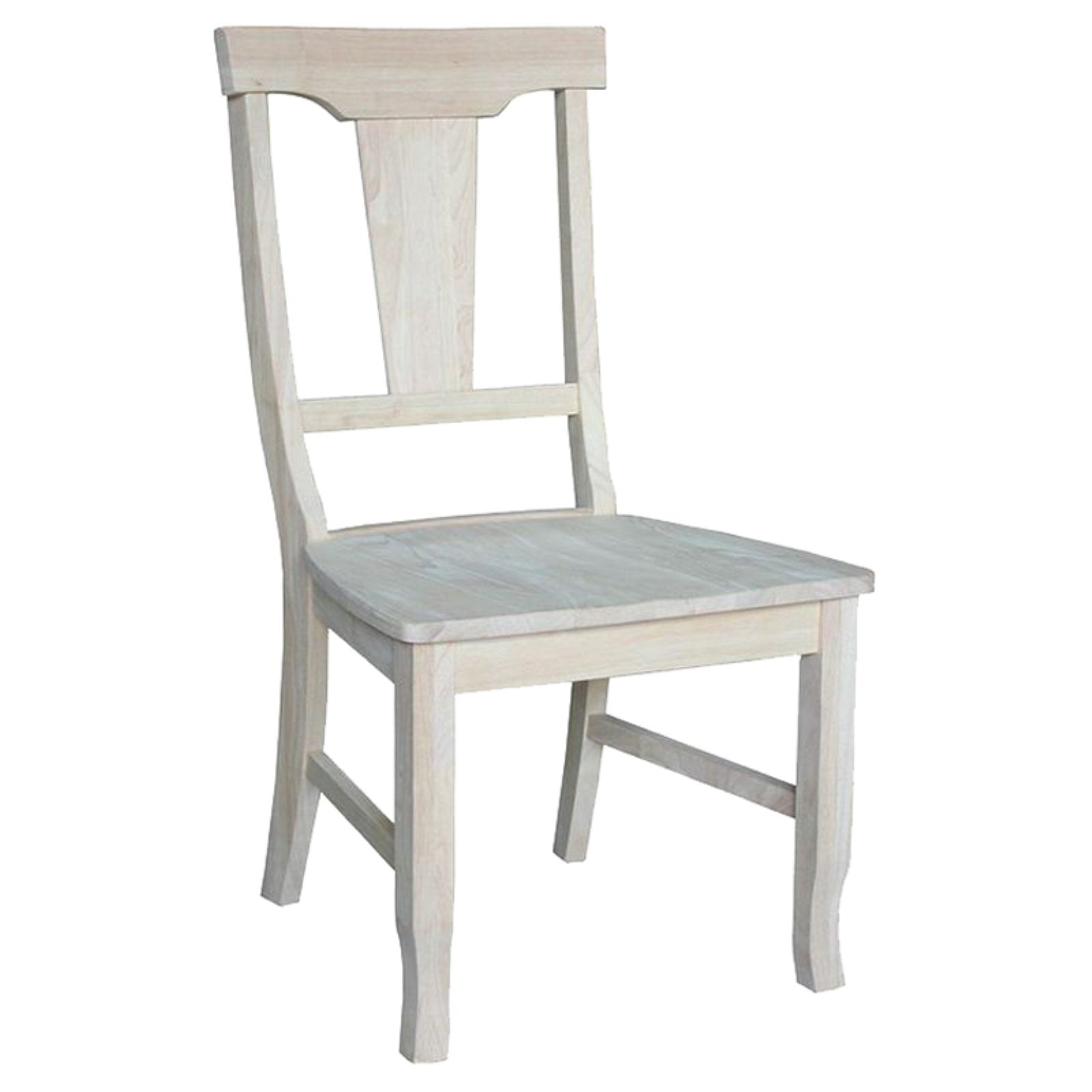 Set of 2 Unfinished Solid Wood Panel Back Dining Chairs