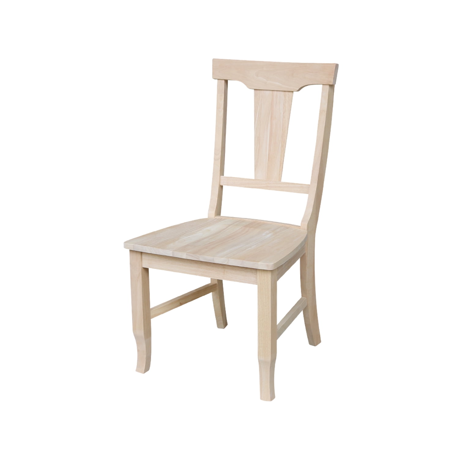 Set of 2 Unfinished Solid Wood Panel Back Dining Chairs