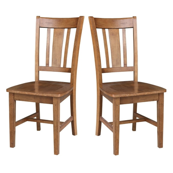 International Concepts Set of Two Solid Wood San Remo Splatback Chair Distressed Oak
