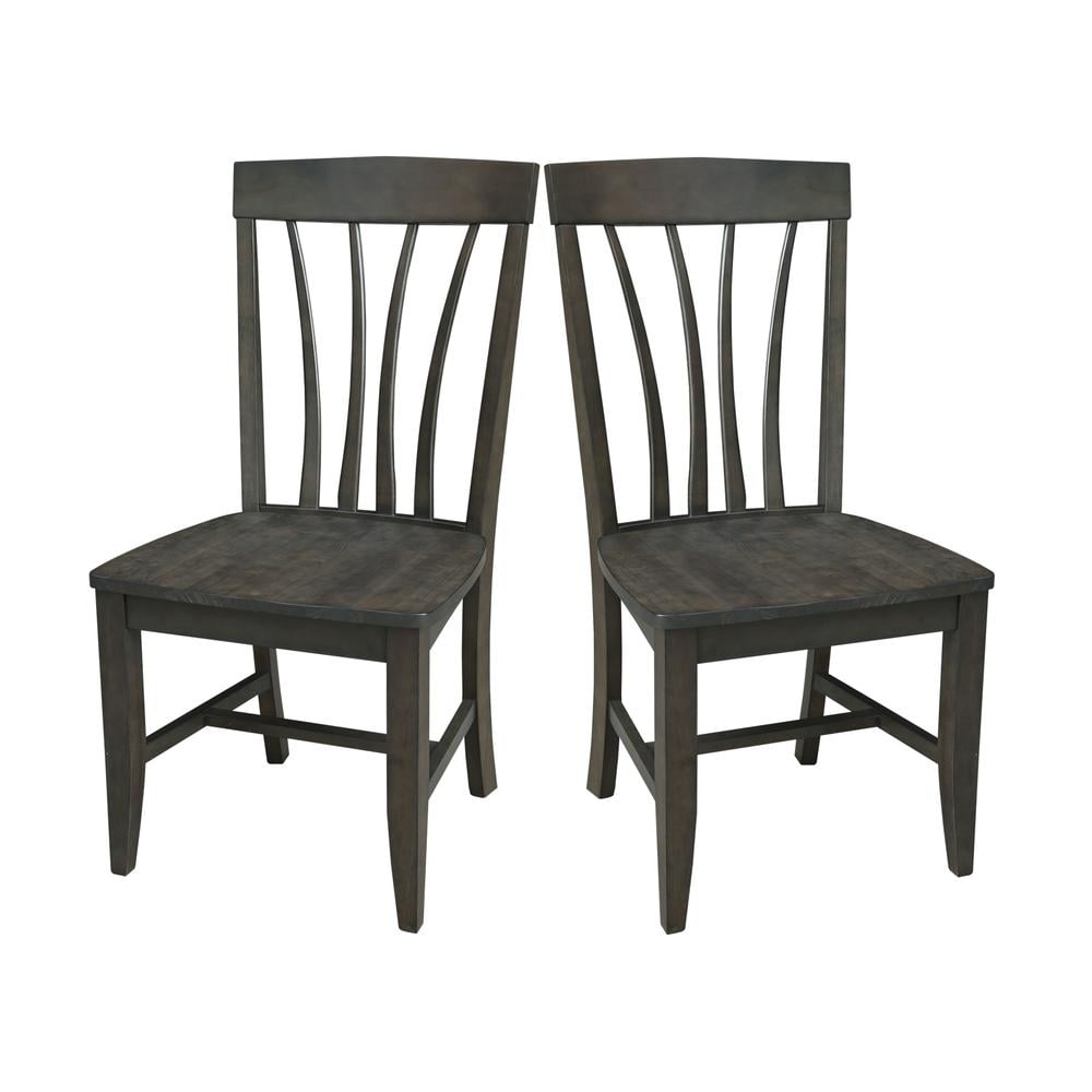 Set of Two Solid Wood Soma Fan Back Dining Chairs in Coal