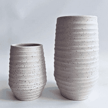 Set of Two Tall Grooved Speckled Flower Pots | Textured Vase | Ceramic Vase | Decorative Vase |