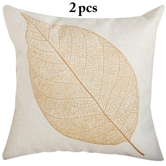 Set of Two Throw Pillows Case, Peaoy Leaves Cushion Cover Bed Sofa