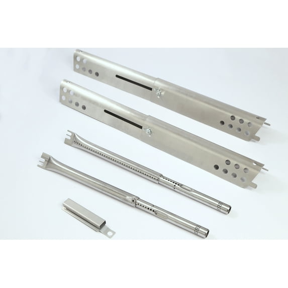 Set of Two Universal Stainless Steel Replacement Heat Plates, 2 Burners and One Crossover Channel for Charbroil Performance Series Grills