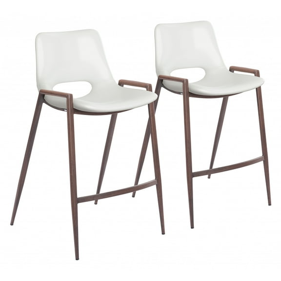 Set of Two White Retro Modern Funk Counter Chairs