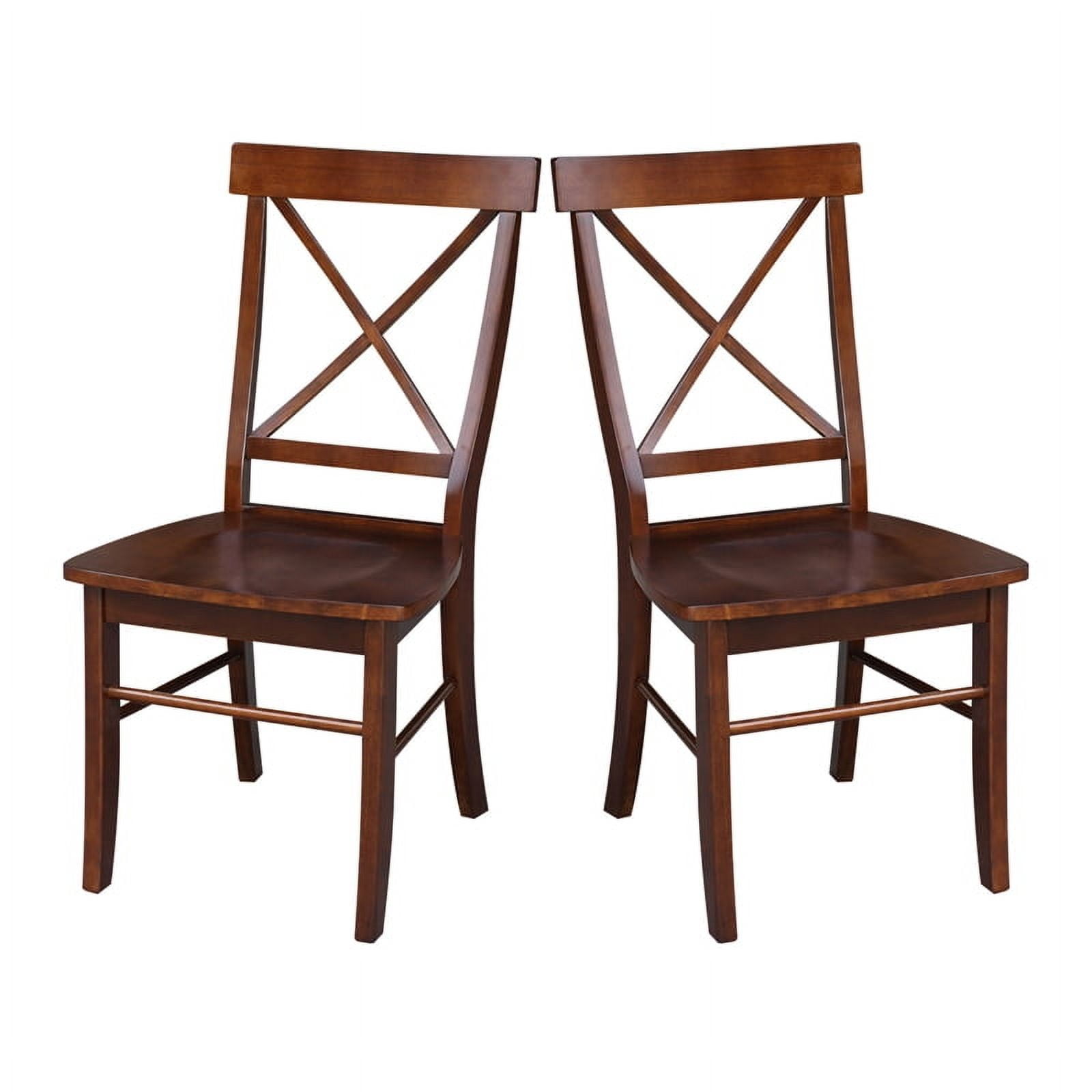 Espresso High Cross Back Solid Wood Side Chairs, Set of 2