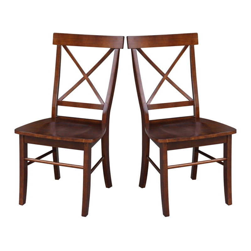 Espresso High Cross Back Solid Wood Side Chairs, Set of 2