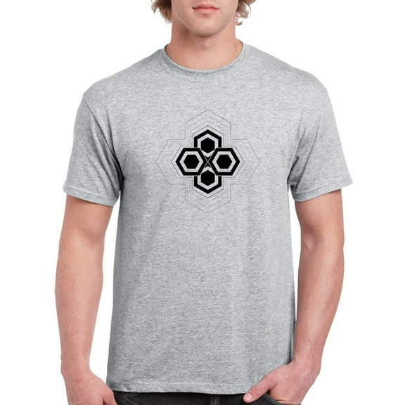 Set of four hexagons in the shape of a cross Men Athletic Heather T-Shirt, Male Large
