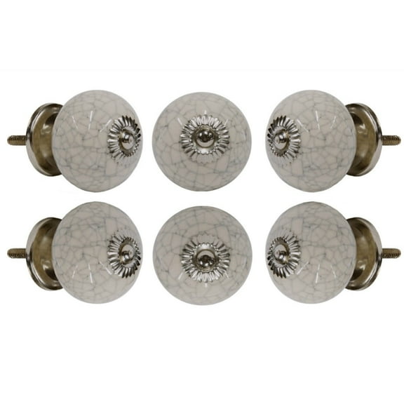 Set of six Crackle chrome ceramic knobs by Trinca-Ferro